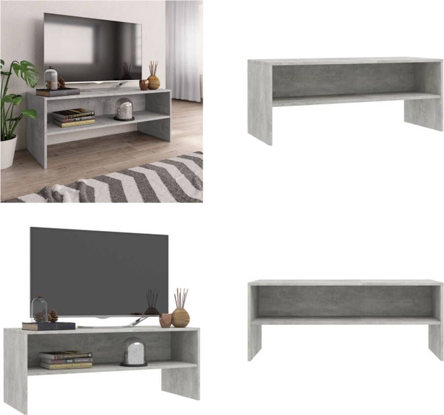 VidaXL Tv-meubel 100x40x40 cm bewerkt hout betongrijs Tv-meubel Tv-meubels Tv-meubelen Tv-meubilair