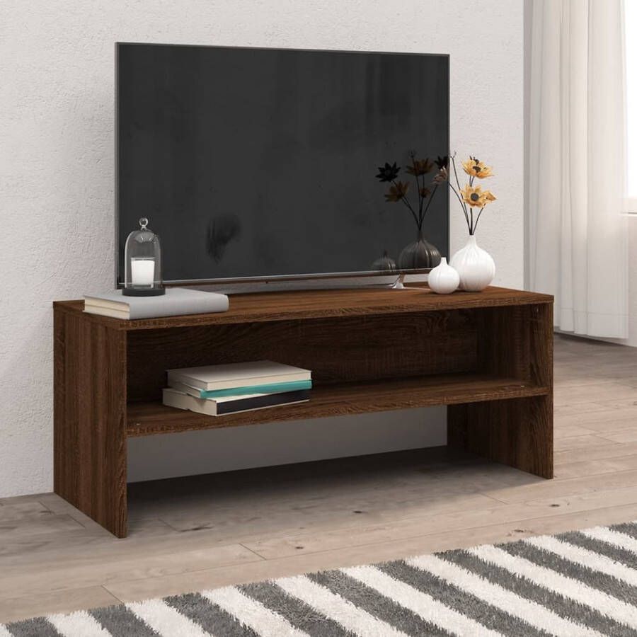 VidaXL -Tv-meubel-100x40x40-cm-bewerkt-hout-bruineikenkleurig - Foto 3