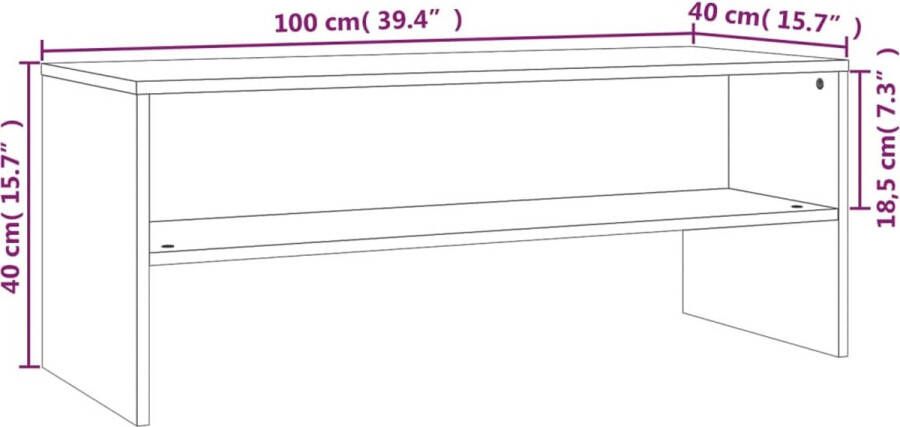 VidaXL -Tv-meubel-100x40x40-cm-bewerkt-hout-gerookt-eikenkleurig - Foto 2