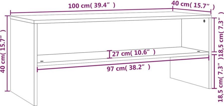 VidaXL -Tv-meubel-100x40x40-cm-bewerkt-hout-gerookt-eikenkleurig - Foto 1