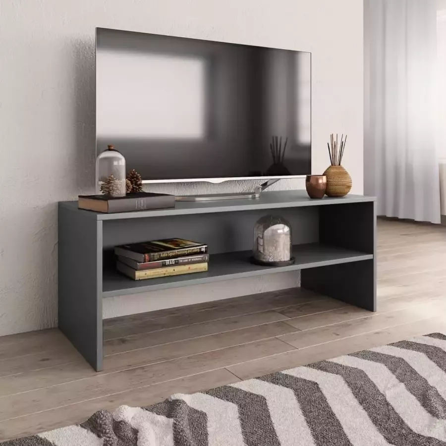 VidaXL -Tv-meubel-100x40x40-cm-bewerkt-hout-grijs - Foto 2