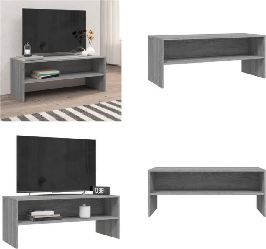 vidaXL Tv-meubel 100x40x40 cm bewerkt hout grijs sonoma eikenkleurig Tv Meubel Tv Meubels Tv Kast Tv Kasten