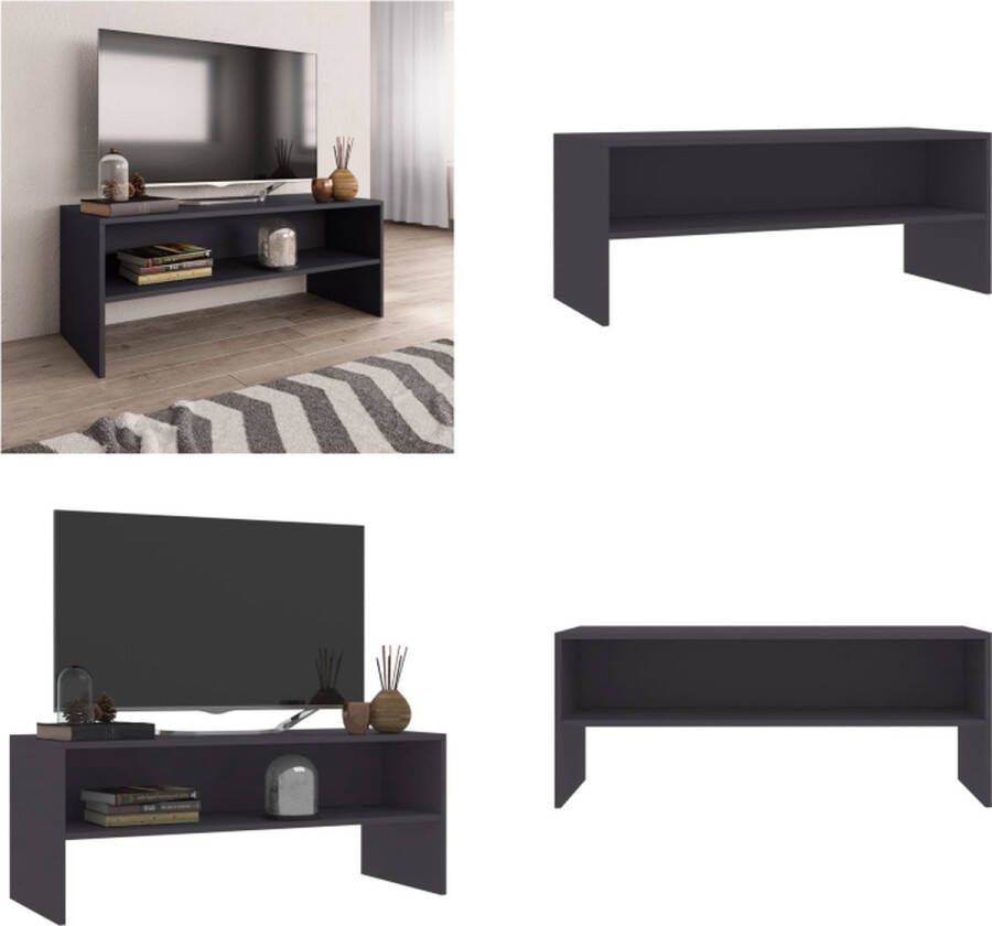 vidaXL Tv-meubel 100x40x40 cm bewerkt hout grijs Tv-meubel Tv-meubels Tv-meubelen Tv-meubilair