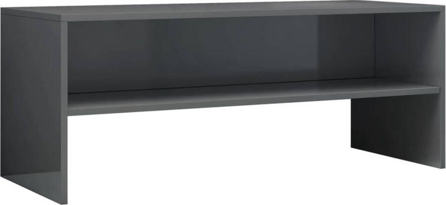 VidaXL -Tv-meubel-100x40x40-cm-bewerkt-hout-hoogglans-grijs - Foto 2