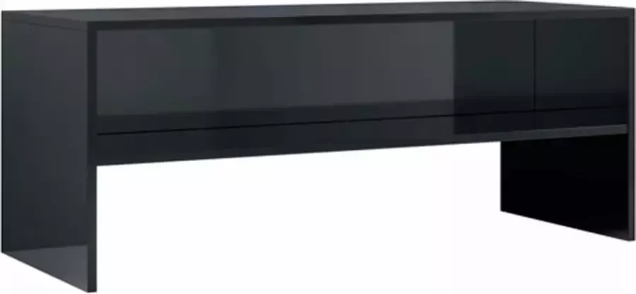 VidaXL -Tv-meubel-100x40x40-cm-bewerkt-hout-hoogglans-zwart - Foto 2