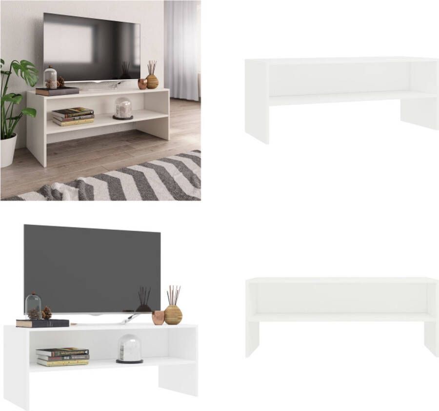 VidaXL Tv-meubel 100x40x40 cm bewerkt hout wit Tv-meubel Tv-meubels Tv-meubelen Tv-meubilair