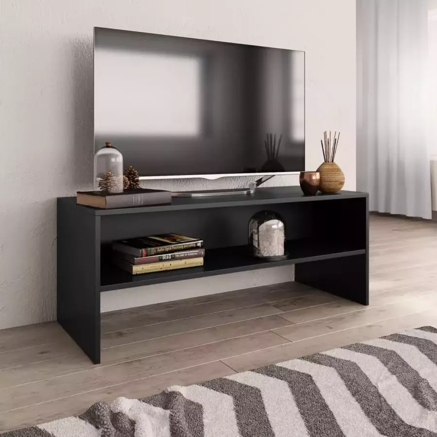 VidaXL -Tv-meubel-100x40x40-cm-bewerkt-hout-zwart - Foto 3