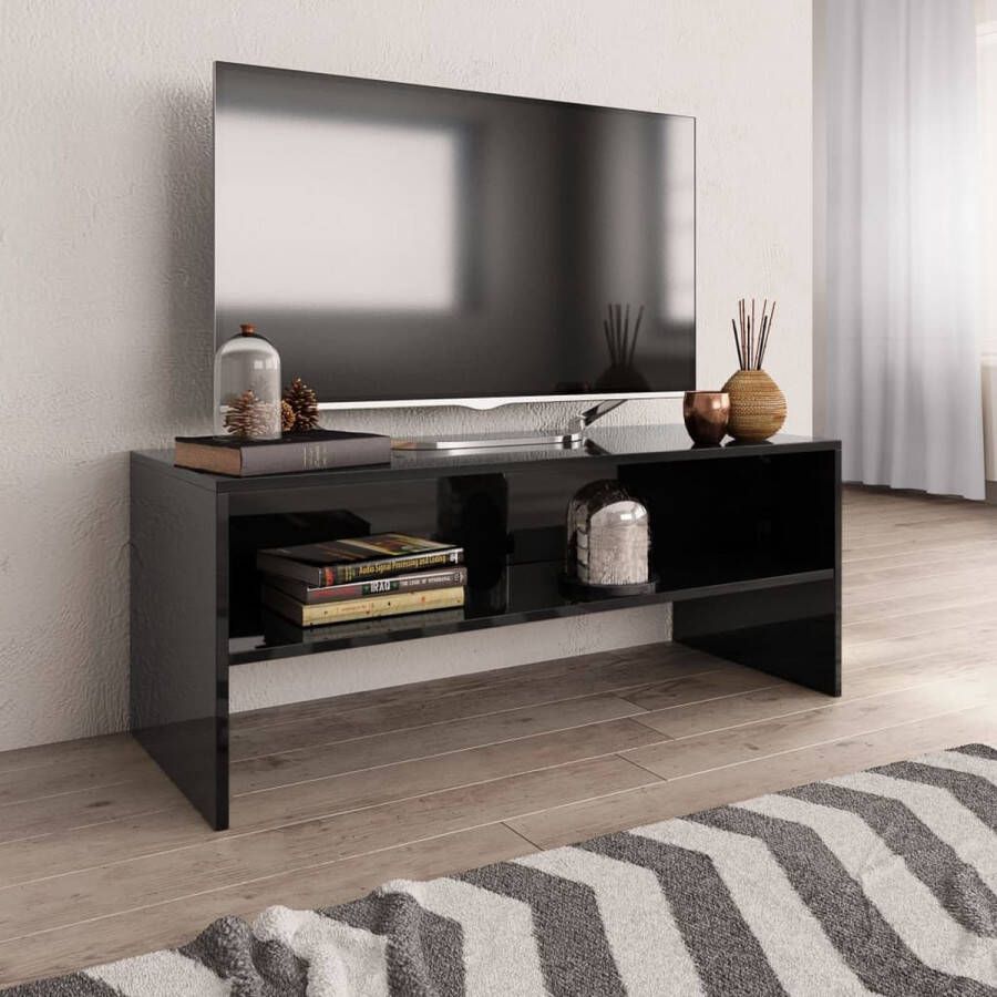 VidaXL Tv meubel 100x40x40 cm spaanplaat hoogglans zwart