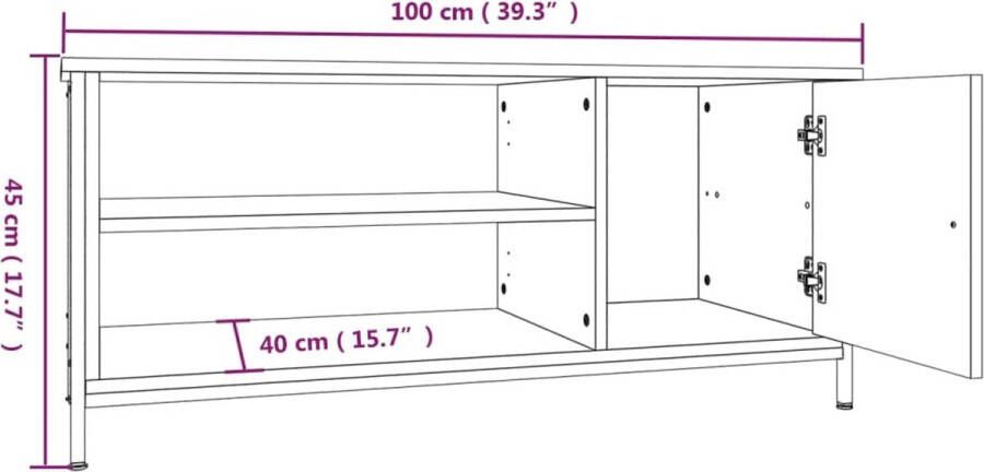 VidaXL -Tv-meubel-100x40x45-cm-bewerkt-hout-sonoma-eikenkleurig - Foto 2