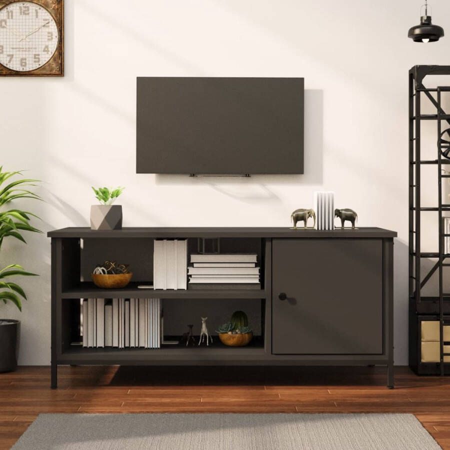 VidaXL -Tv-meubel-100x40x45-cm-bewerkt-hout-zwart - Foto 3