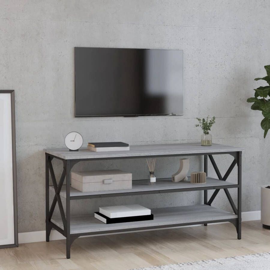VidaXL -Tv-meubel-100x40x50-cm-bewerkt-hout-grijs-sonoma-eikenkleurig - Foto 3