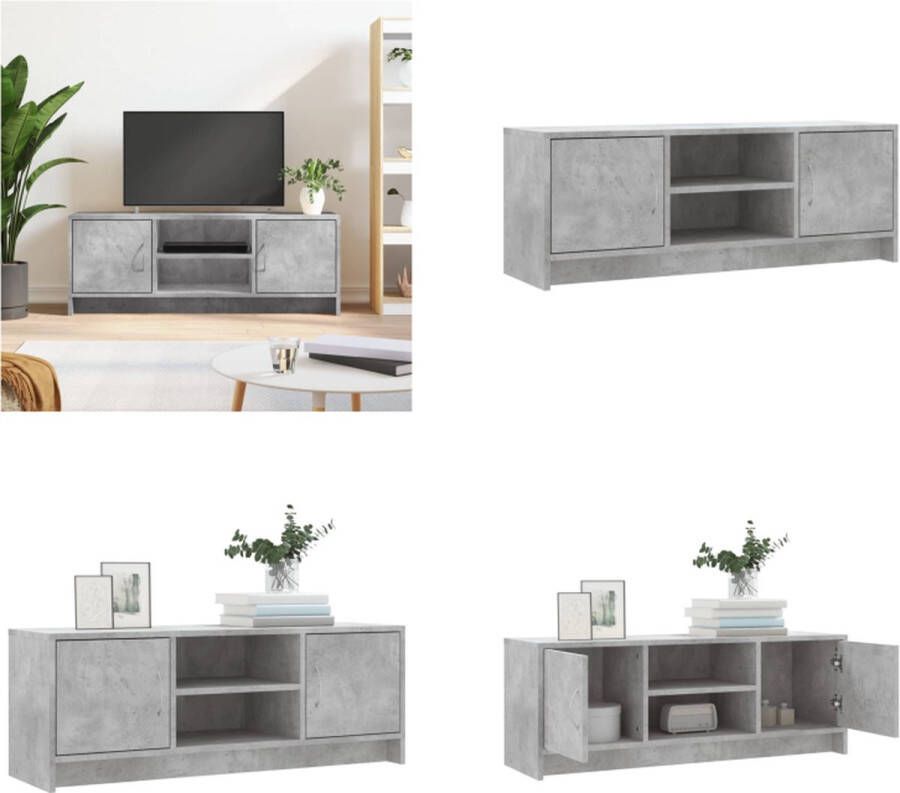 vidaXL Tv-meubel 102x30x37-5 cm bewerkt hout betongrijs Tv-meubel Tv-meubelen Tv-standaard Televisiemeubel