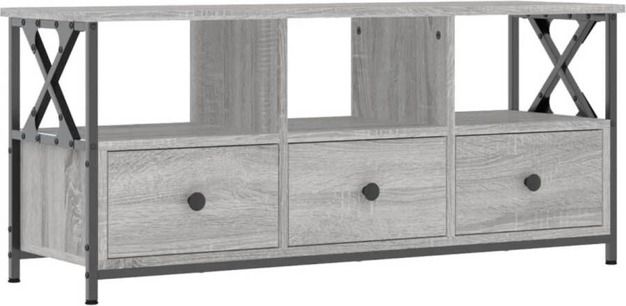 VidaXL -Tv-meubel-102x33x45-cm-bewerkt-hout-en-ijzer-grijs-sonoma-eiken - Foto 2