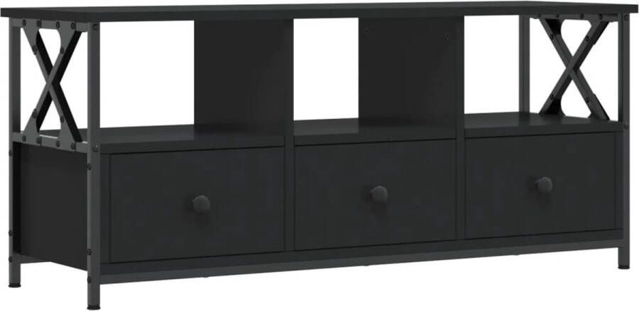 VidaXL -Tv-meubel-102x33x45-cm-bewerkt-hout-en-ijzer-zwart - Foto 2