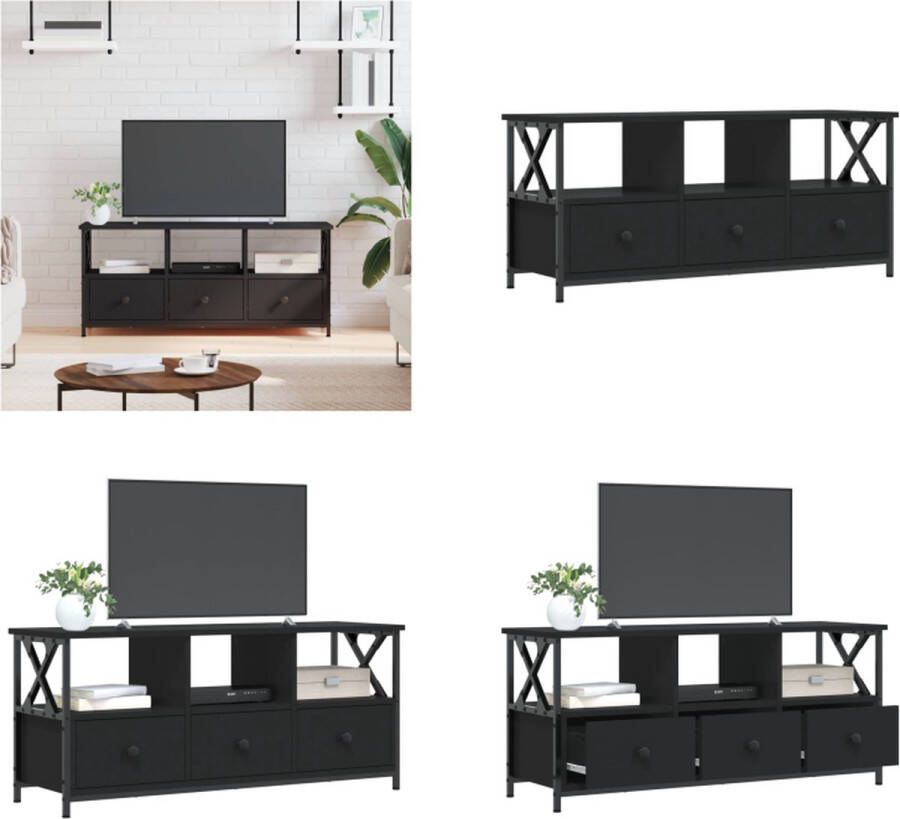 VidaXL Tv-meubel 102x33x45 cm bewerkt hout en ijzer zwart Tv-meubel Tv-meubelen Tv-standaard Televisiemeubel