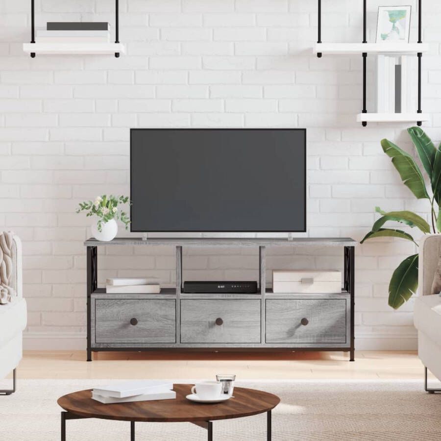 VidaXL Tv meubel 102x33x45 cm spaanplaat en ijzer grijs