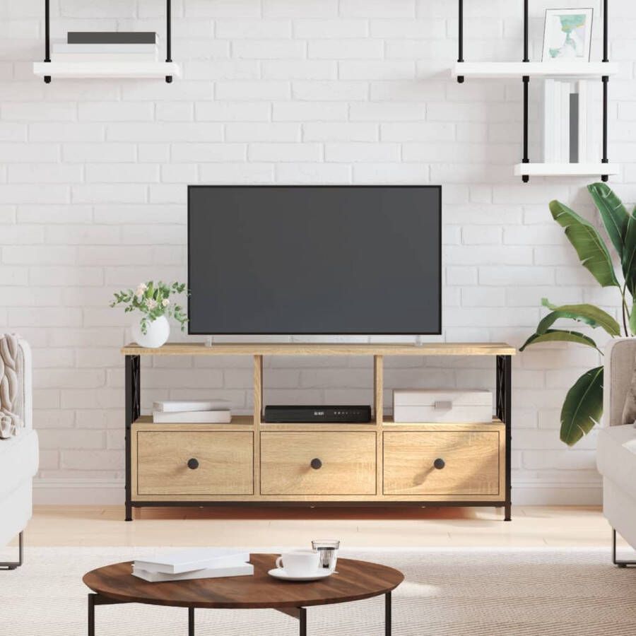 VidaXL Tv meubel 102x33x45 cm spaanplaat en ijzer lichtbruin