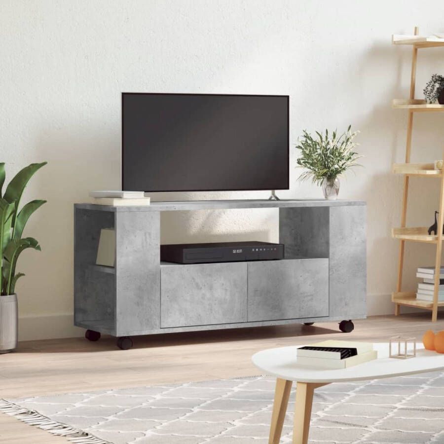 VidaXL -Tv-meubel-102x34 5x43-cm-bewerkt-hout-betongrijs - Foto 3