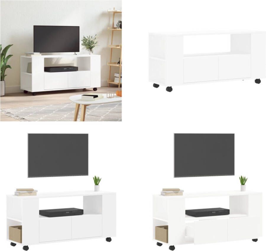 VidaXL -Tv-meubel-102x34 5x43-cm-bewerkt-hout-wit