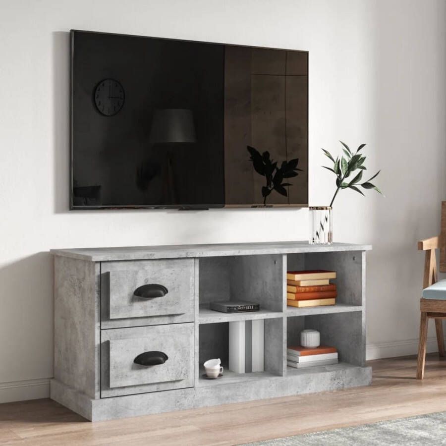 VidaXL -Tv-meubel-102x35 5x47 5-cm-bewerkt-hout-betongrijs - Foto 2