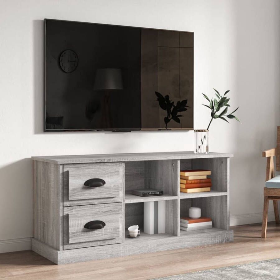 VidaXL -Tv-meubel-102x35 5x47 5-cm-bewerkt-hout-grijs-sonoma-eikenkleur - Foto 1