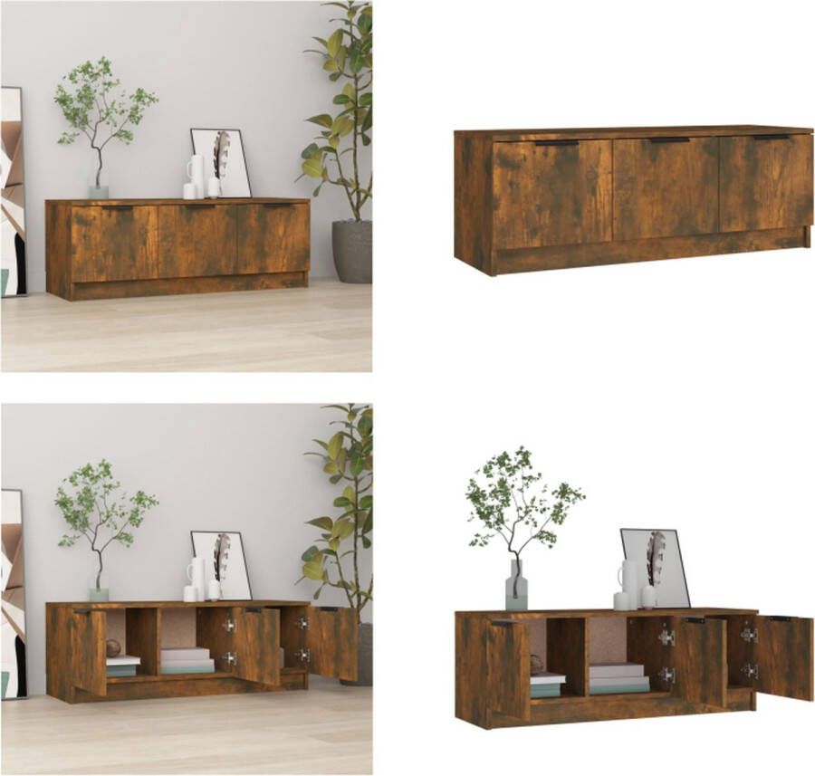 VidaXL Tv-meubel 102x35x36-5 cm bewerkt hout gerookt eikenkleurig Tv-kast Tv-kasten Tv-meubel Met LED-verlichting
