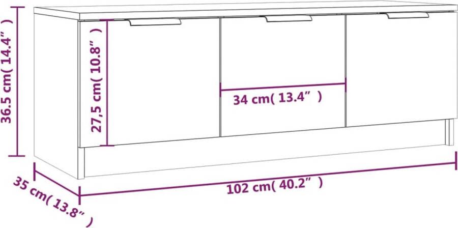 VidaXL -Tv-meubel-102x35x36 5-cm-bewerkt-hout-grijs-sonoma-eikenkleurig - Foto 3
