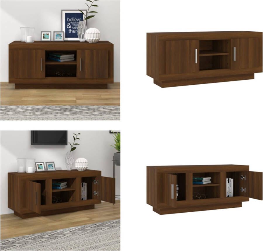 VidaXL Tv-meubel 102x35x45 cm bewerkt hout bruineikenkleurig Tv-meubel Tv-meubelen Televisiekast Stereokast