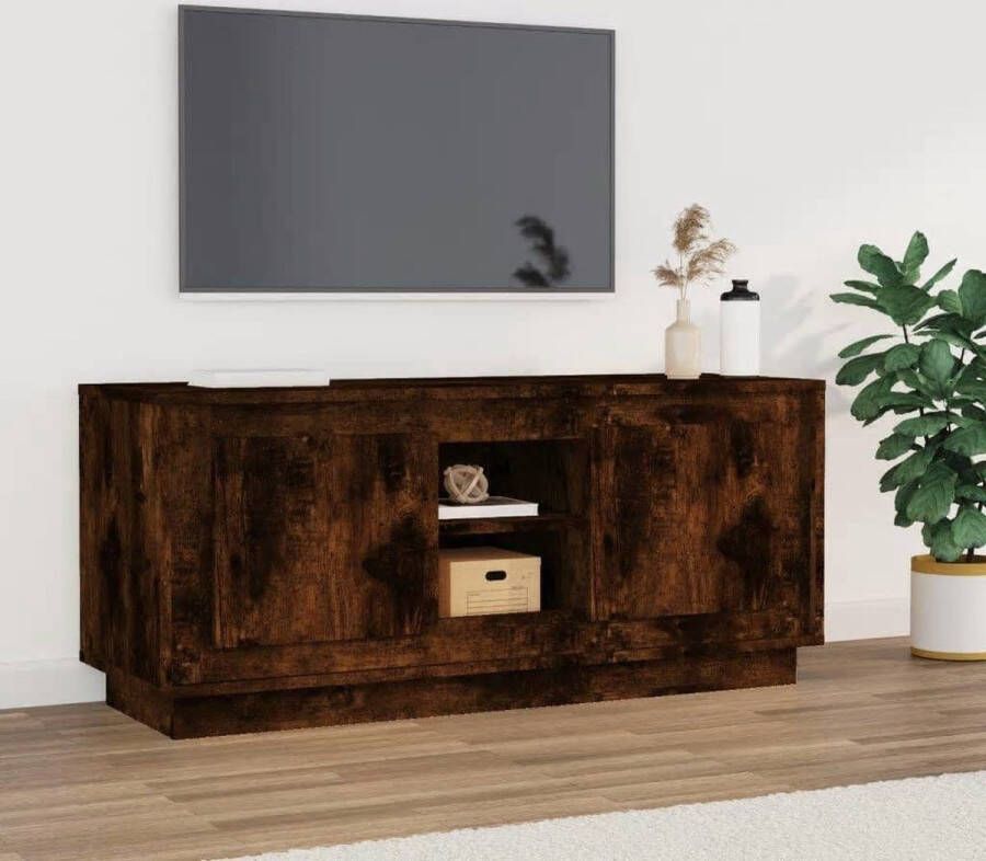 VidaXL -Tv-meubel-102x35x45-cm-bewerkt-hout-gerookt-eikenkleurig - Foto 2