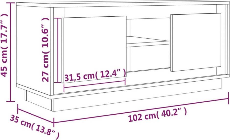 VidaXL -Tv-meubel-102x35x45-cm-bewerkt-hout-gerookt-eikenkleurig - Foto 3