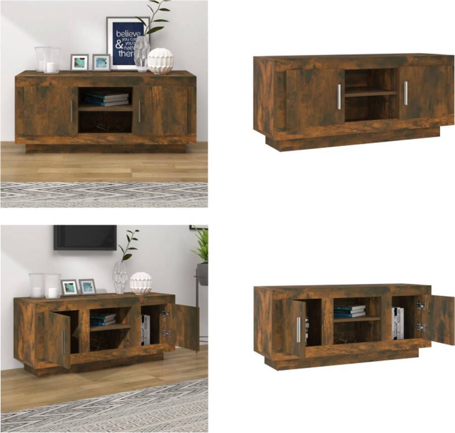 VidaXL Tv-meubel 102x35x45 cm bewerkt hout gerookt eikenkleurig Tv-meubel Tv-meubelen Televisiekast Stereokast