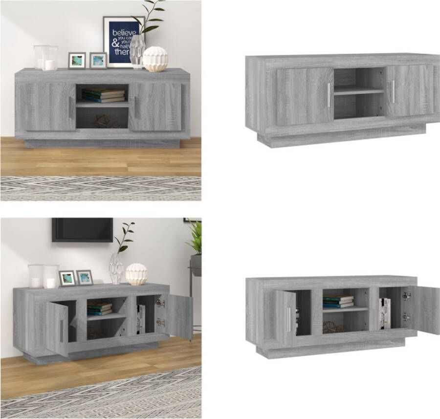 VidaXL Tv-meubel 102x35x45 cm bewerkt hout grijs sonoma eikenkleurig Tv-meubel Tv-meubelen Televisiekast Stereokast