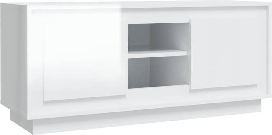 VidaXL -Tv-meubel-102x35x45-cm-bewerkt-hout-hoogglans-wit - Foto 3