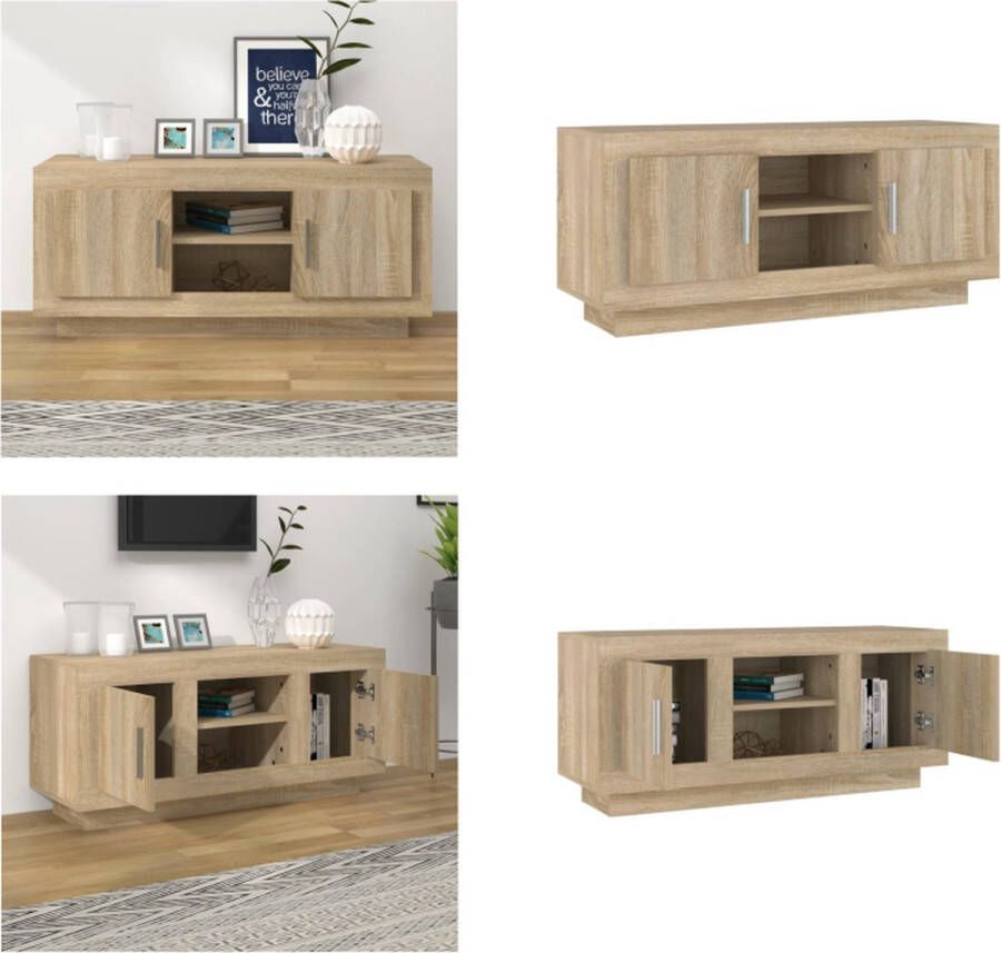 VidaXL Tv-meubel 102x35x45 cm bewerkt hout sonoma eikenkleurig Tv-meubel Tv-meubelen Televisiekast Stereokast