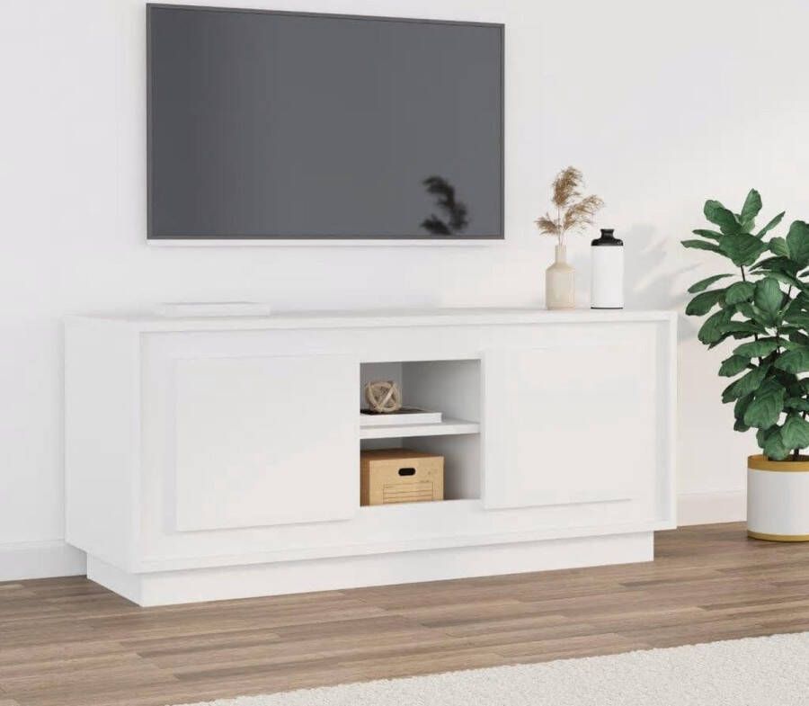 VidaXL -Tv-meubel-102x35x45-cm-bewerkt-hout-wit - Foto 4