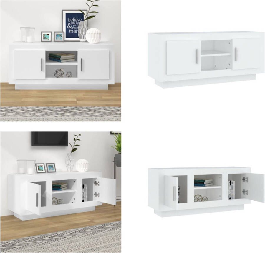 VidaXL Tv-meubel 102x35x45 cm bewerkt hout wit Tv-meubel Tv-meubelen Televisiekast Stereokast