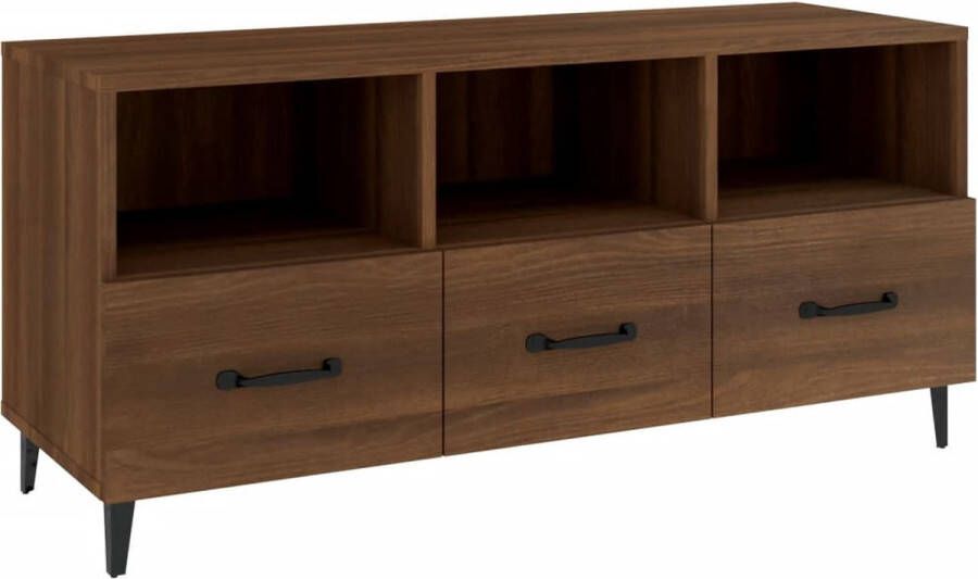 VidaXL Tv-meubel 102x35x50 cm Bruin Eiken Televisiesecretaris Tv Kast Mediastand Houten Tv Stand Bruine Tv Kast Modern Tv Meubel Tv Tafel Living Room Furniture Interieurdecoratie Woonaccessoires