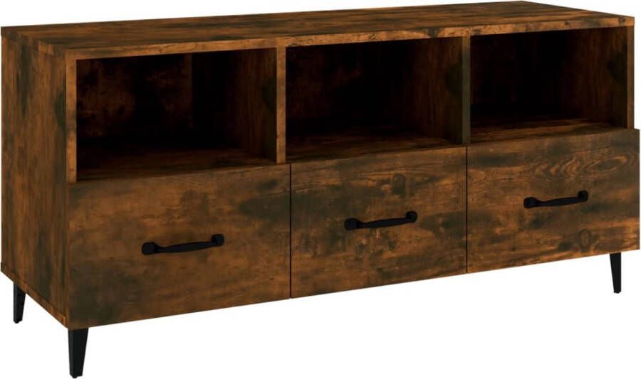 VidaXL Tv-meubel 102x35x50 cm Gerookt eiken Tv Kast Houten Tv Kast Tv Meubel Design Tv Kast Bruine Tv Kast Modern Tv Kast Bergruimte Tv Kast Tv Stand Living Room Furniture Interieurdecoratie Woonaccessoires