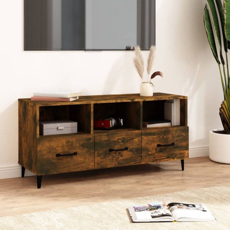 VidaXL -Tv-meubel-102x35x50-cm-bewerkt-hout-gerookt-eikenkleurig - Foto 1