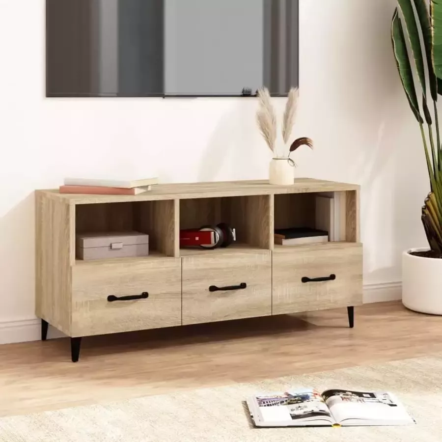 VidaXL -Tv-meubel-102x35x50-cm-bewerkt-hout-sonoma-eikenkleurig