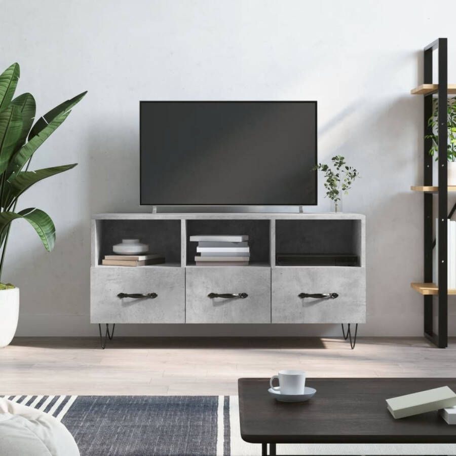 VidaXL -Tv-meubel-102x36x50-cm-bewerkt-hout-betongrijs - Foto 2