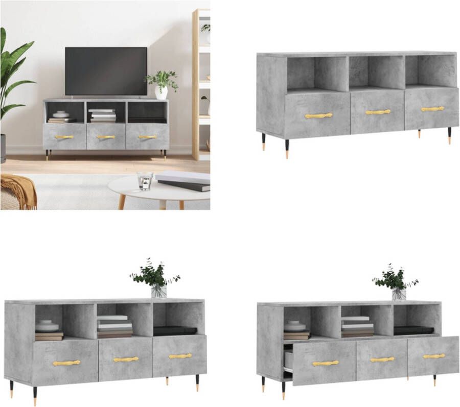 VidaXL Tv-meubel 102x36x50 cm bewerkt hout betongrijs Tv-meubel Tv-meubelen Tv Kast Opbergkast
