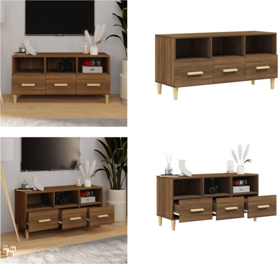 VidaXL Tv-meubel 102x36x50 cm bewerkt hout bruineikenkleurig Tv-kast Tv-kasten Tv-meubel Hifi-meubel