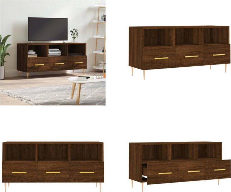 VidaXL Tv-meubel 102x36x50 cm bewerkt hout bruineikenkleurig Tv-meubel Tv-meubelen Tv Kast Opbergkast