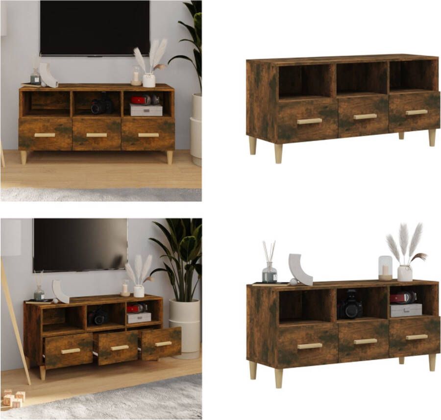 VidaXL Tv-meubel 102x36x50 cm bewerkt hout gerookt eikenkleurig Tv-kast Tv-kasten Tv-meubel Hifi-meubel