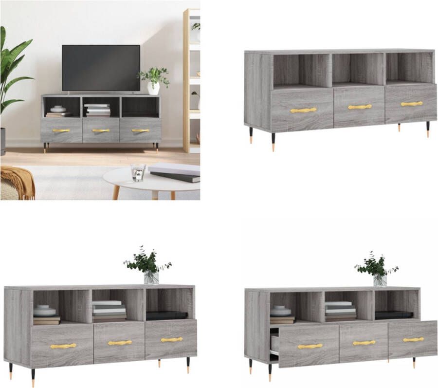 VidaXL Tv-meubel 102x36x50 cm bewerkt hout grijs sonoma eikenkleurig Tv-meubel Tv-meubelen Tv Kast Opbergkast