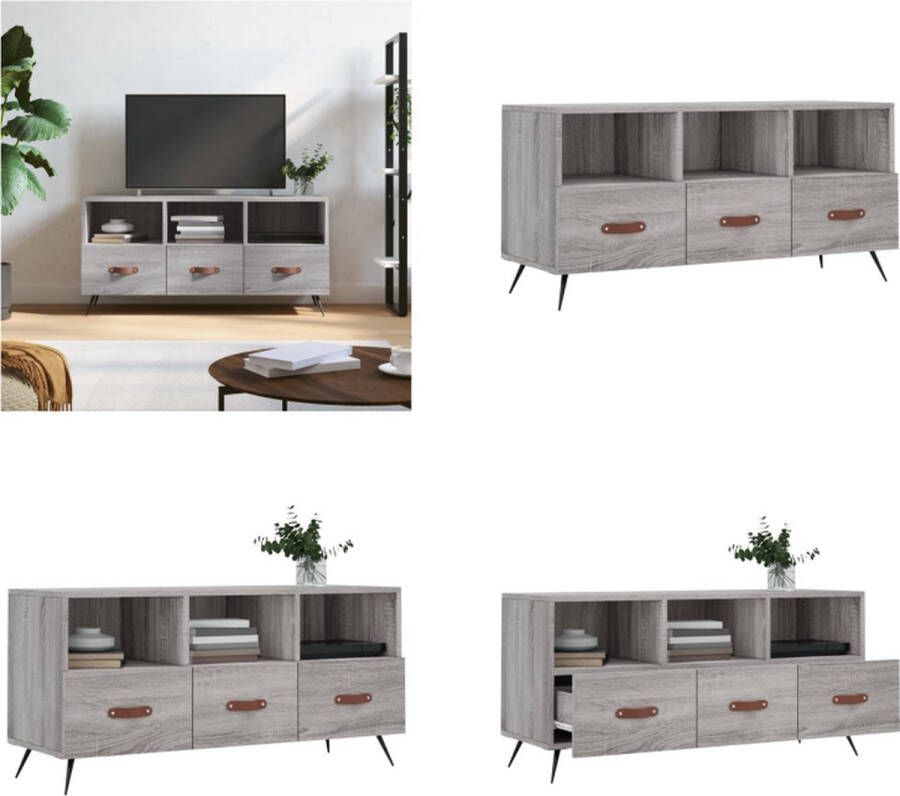 vidaXL Tv-meubel 102x36x50 cm bewerkt hout grijs sonoma eikenkleurig Tv-meubel Tv-meubelen Tv Kast Opbergkast
