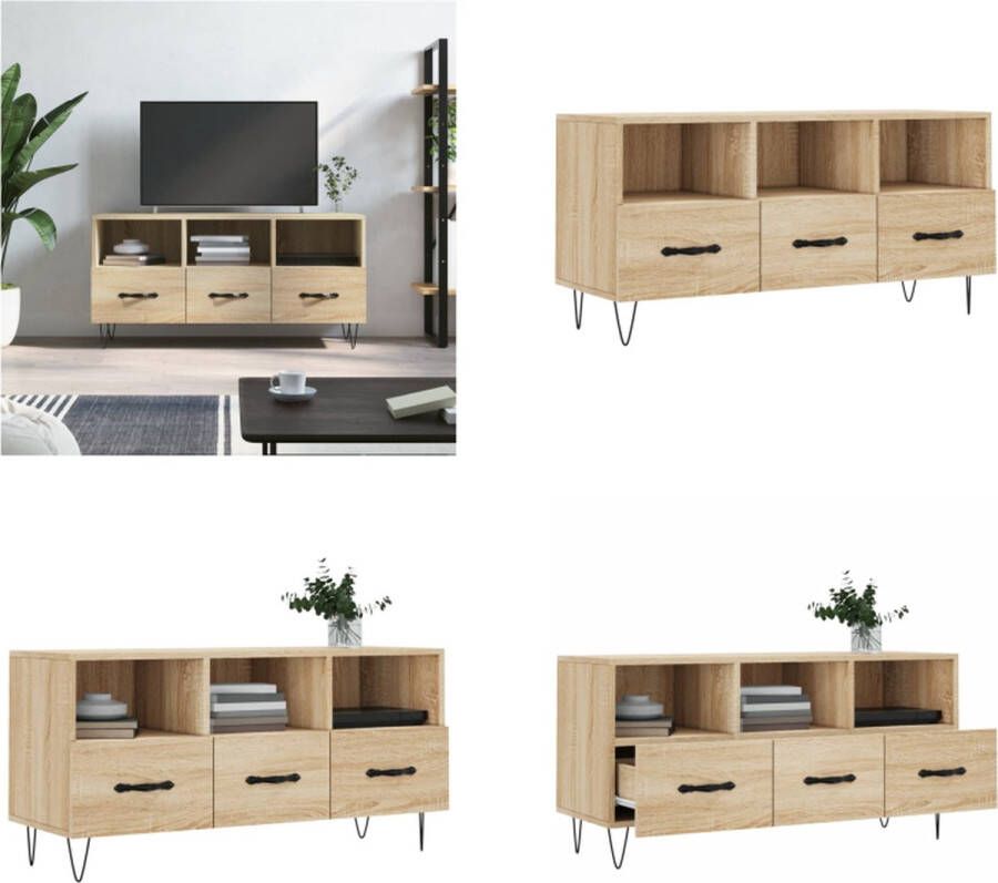 VidaXL Tv-meubel 102x36x50 cm bewerkt hout sonoma eikenkleurig Tv-meubel Tv-meubelen Tv Kast Opbergkast - Foto 3