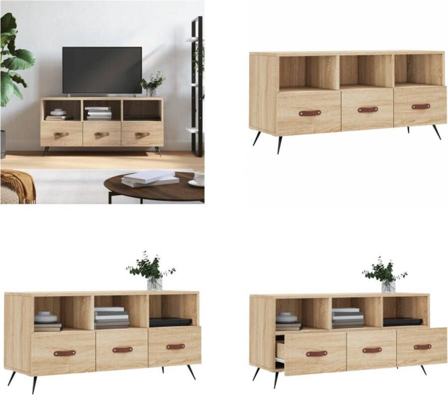 VidaXL Tv-meubel 102x36x50 cm bewerkt hout sonoma eikenkleurig Tv-meubel Tv-meubelen Tv Kast Opbergkast
