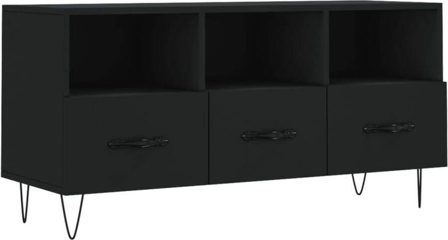 VidaXL -Tv-meubel-102x36x50-cm-bewerkt-hout-zwart - Foto 1